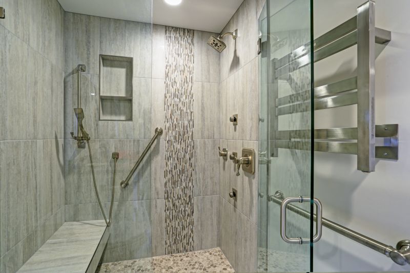 Contemporary Shower with Stone Accents