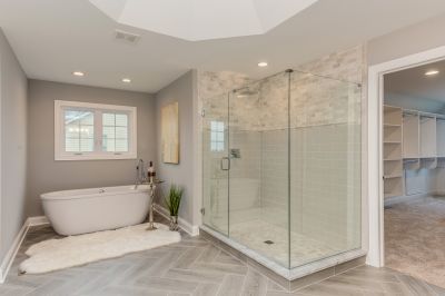 Open-Concept Shower with Frameless Glass